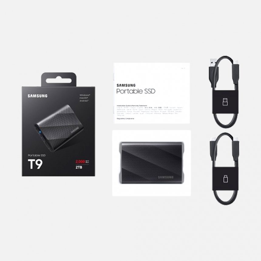 삼성전자 삼성 포터블 외장 SSD T9 USB 3.2 Gen.2 1TB 공식인증 (정품)
